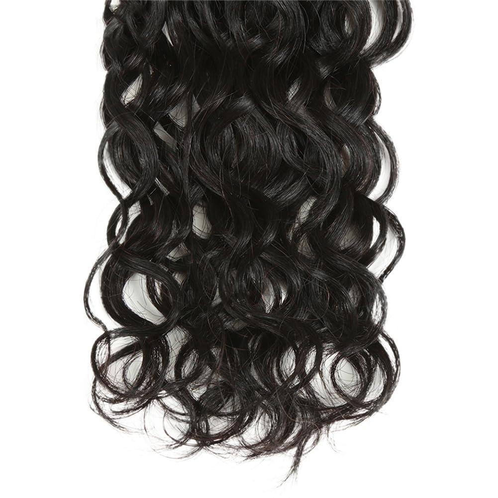 Youllyuu 28 Inch Human Hair Bundles Curly Hair Bundles Water Wave Remy Brazilian Hair Extensions Weave Single Bundles Natural Dark 28 28 28#9a