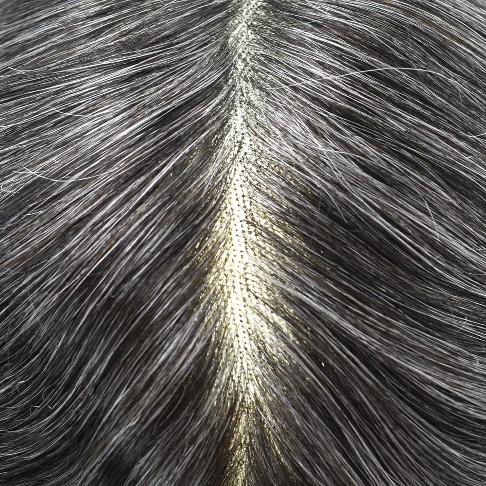 Hair Wonders Mens toupee hair replacement system for men hairpieces toupee for men real human hair pieces for men hair systems Protesis Capilar Para Hombre US Stock6x9-#1B40 1B# OFF BLACK+40% GREY