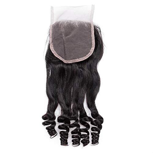 Generic Cloud Hair 9A Aunty Funmi Hair Spiral Curls Weave With Closure 4Pcs Lot Brazilian Human Hair Bouncy Curly Hair Weft With Closure (14 16 18+12 inch closure)