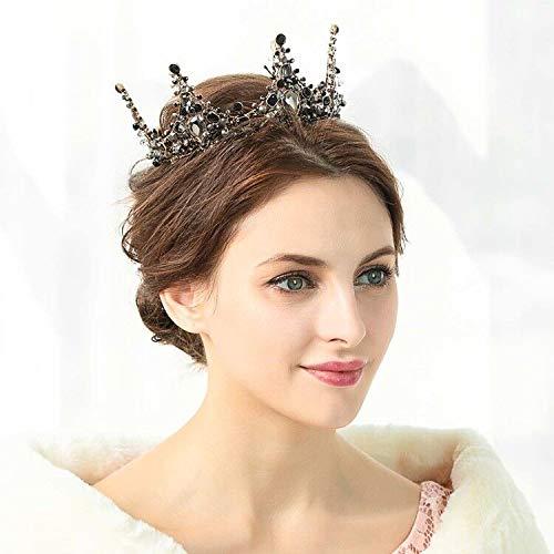 Barode Barode Baroque Rhinestones Black Bride Wedding Crowns and Tiaras Shining Dainty Charm Prom Queen Crowns Bridal Hair Accessories for Women