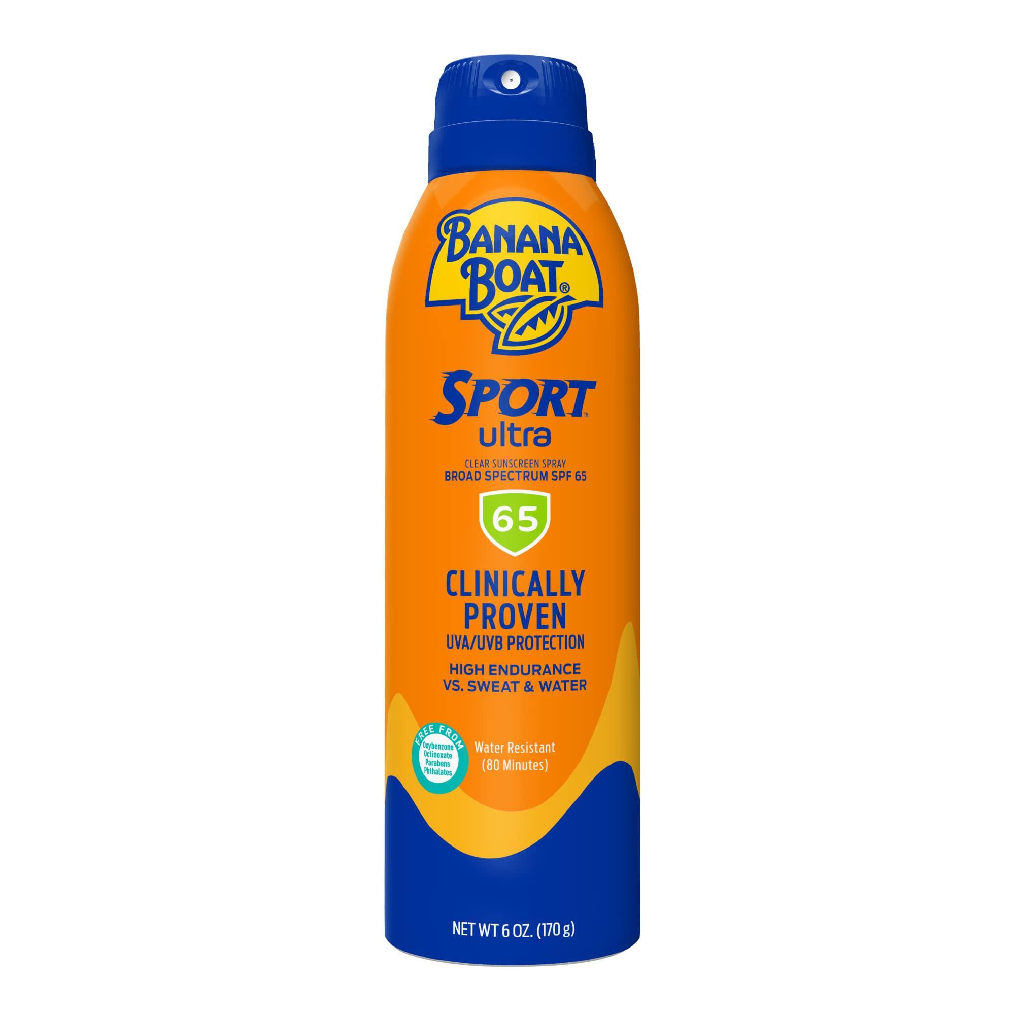 Banana Boat Banana Boat Sport Ultra SPF 65 Sunscreen Spray, 6oz | Banana Boat Sunscreen Spray SPF 65, Oxybenzone Free Sunscreen, High SPF Sunscreen, Spray On Sunscreen, Water Resistant Sunscreen SPF 65, 6oz