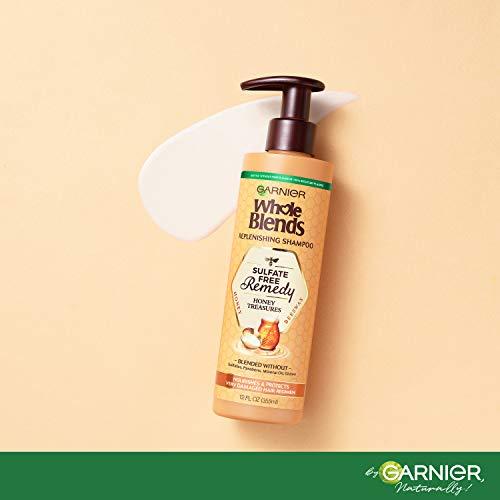 Garnier Garnier Whole Blends Sulfate Free Remedy Honey Treasures Replenishing Shampoo and Conditioner Set for Very Damaged Hair with Sample, 12 Fl Oz, 1 Kit (Packaging May Vary)
