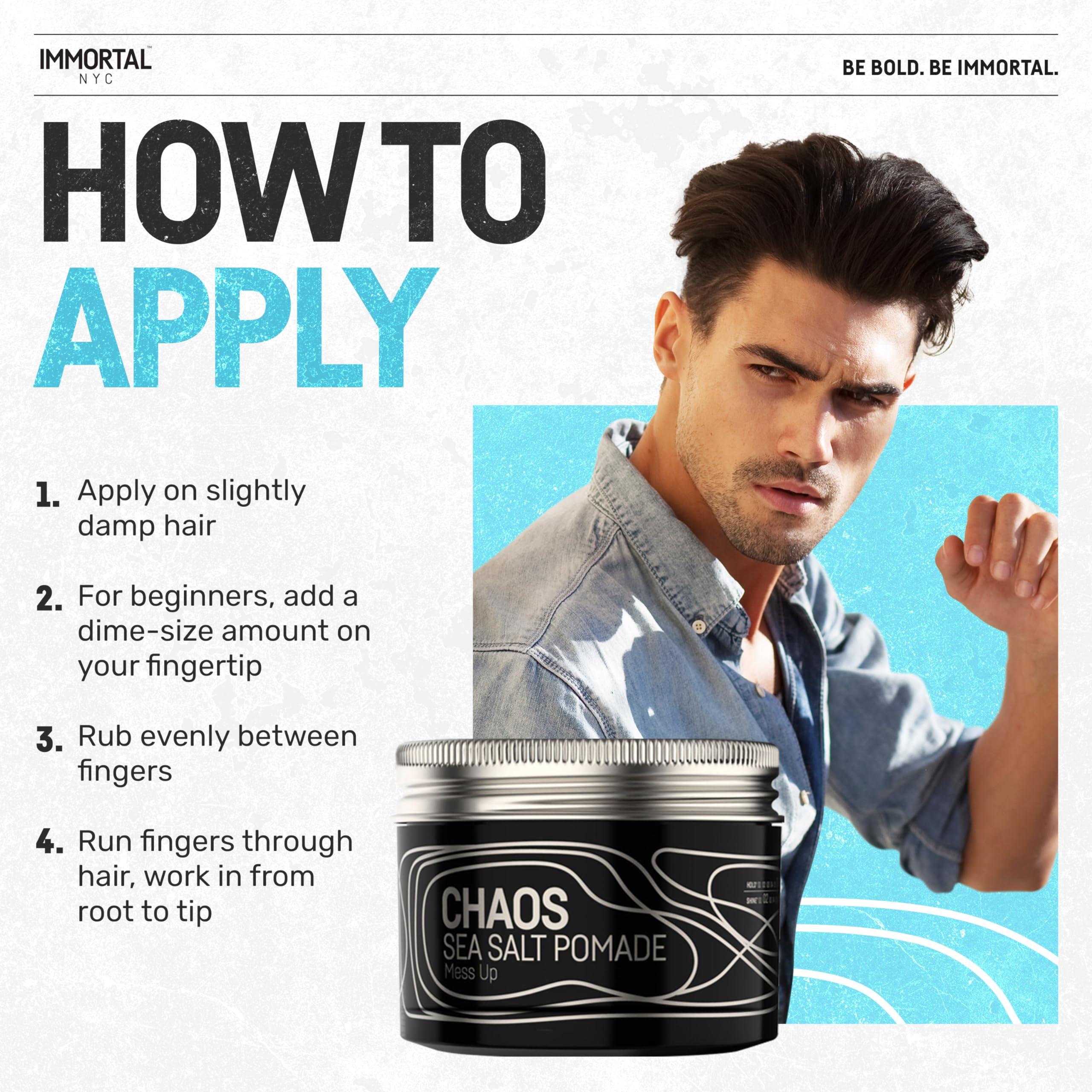 Immortal NYC Immortal NYC Exclusive \'SEA SALT\' Pomade - Matte Natural Dry look - Firm Strong Hold - Extra Volume & more Texture-No Shine - 100 Ml/3.4 Oz (Travel size)