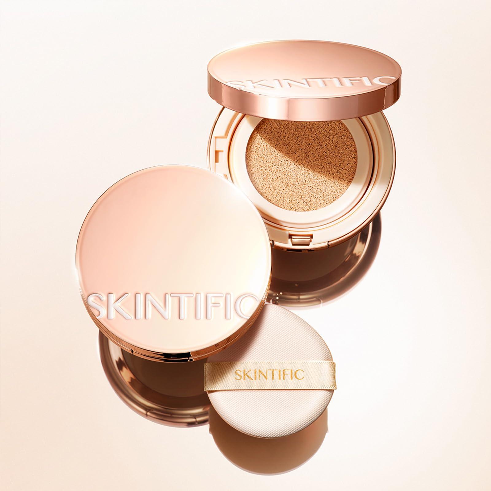 SKINTIFIC SKINTIFIC Cushion Foundation | Cover All Perfect Air Cushion | SPF 35 PA++++ | Oil-Control Waterproof Fondation Sweatproof Matte Finish Poreless Foundation Flawless BB Cream CC Cushion Makeup