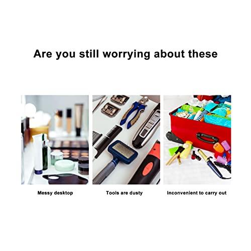 Serlium Ladies Cosmetic Case Light Weight Beauty Tool Box Portable Salon Tools Cosmetic Storage Case High Strength Plastic Salon Toolbox for Travel