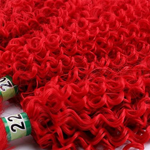 Qinhange Pink Red Golden Brown Color Synthetic Hair Extension Kinky Curly Hair Bundle Machine Double Weft Hair Weaving #1B 16inch 1 piece