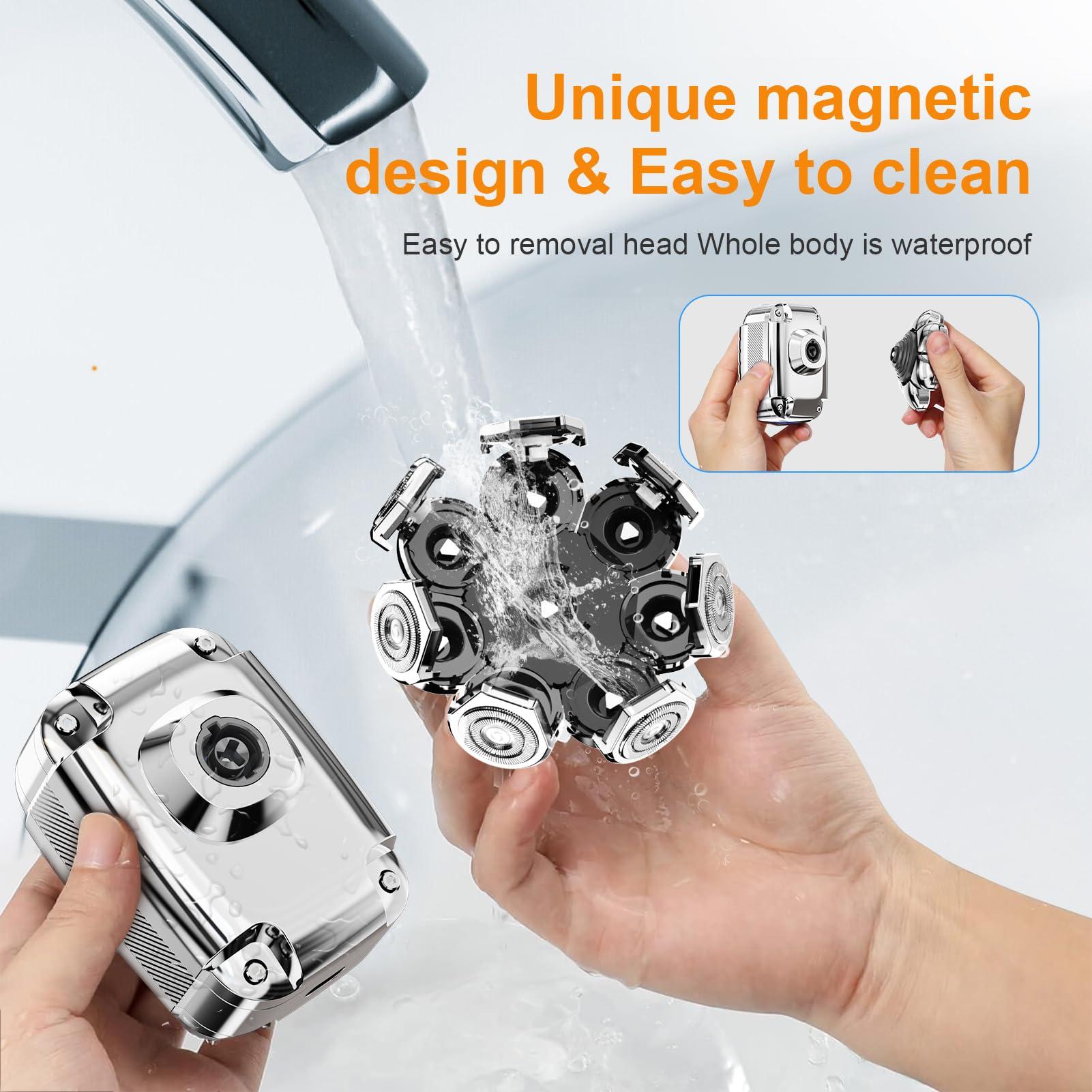 CST-Berger Head Shaver for Bald Men,2024 Upgrade 8-in-1 Mens Electric Shaver Bald Head Shaver for Men,Electric Razor for Bald Men IPX7 Waterproof Rotary Shaver Grooming Kit with LED Display