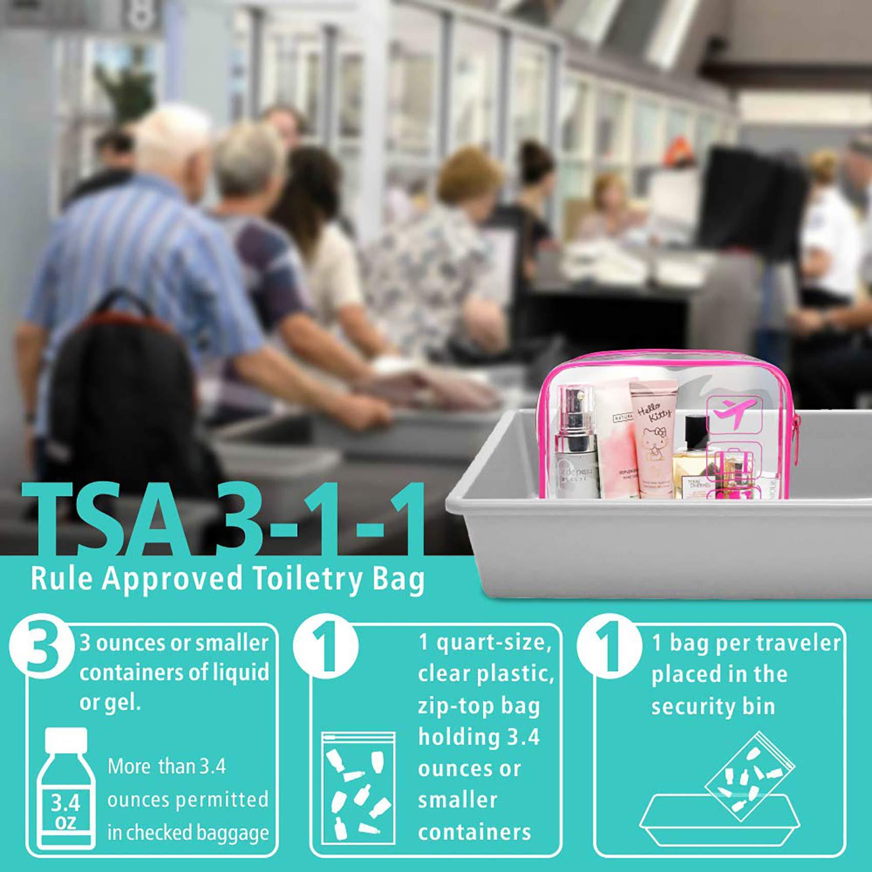 F-color F-color 5 Pack TSA Approved Toiletry Bag and 3 Pack Clear Makeup Bag