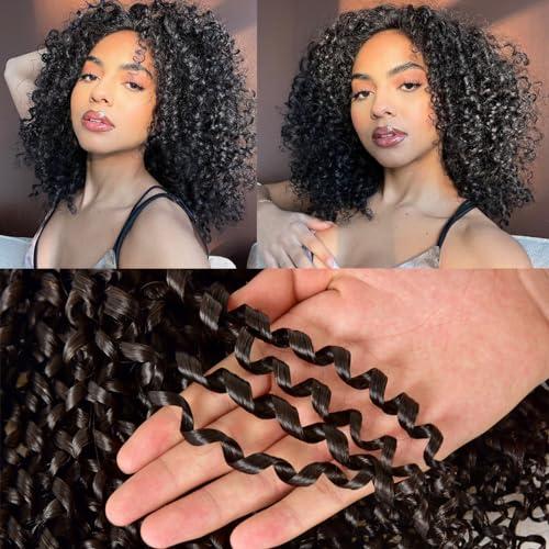 beauty youth Pixie Cut Curly Human Hair Bundles - Curly 100% Human Hair Weave 4 Bundle(10 10 10 10 inches) Pixie Cut Curly Brazilian Pixie Curly Cut Virgin Human Hair Extensions 50g/bundle Natural Color