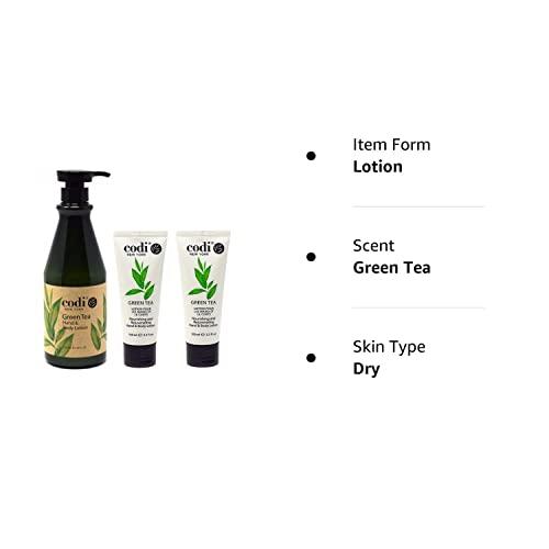 CODi Codi Green Tea Lotion - Green Tea Body and Hand Lotion for Women and Men - Green Tea Body Lotion with Wonderful Green Tea Scent - Less Greasy and Quick Absorbent - 1 750ml Bottle and 2 100ml Tubes