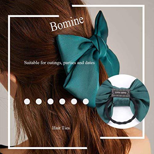 Bomine Bomine Bomine Bow Satin Hair Ties Elastic Hair Rings Hair Scrunchies for Women and Girls 2PCS (Green-red)
