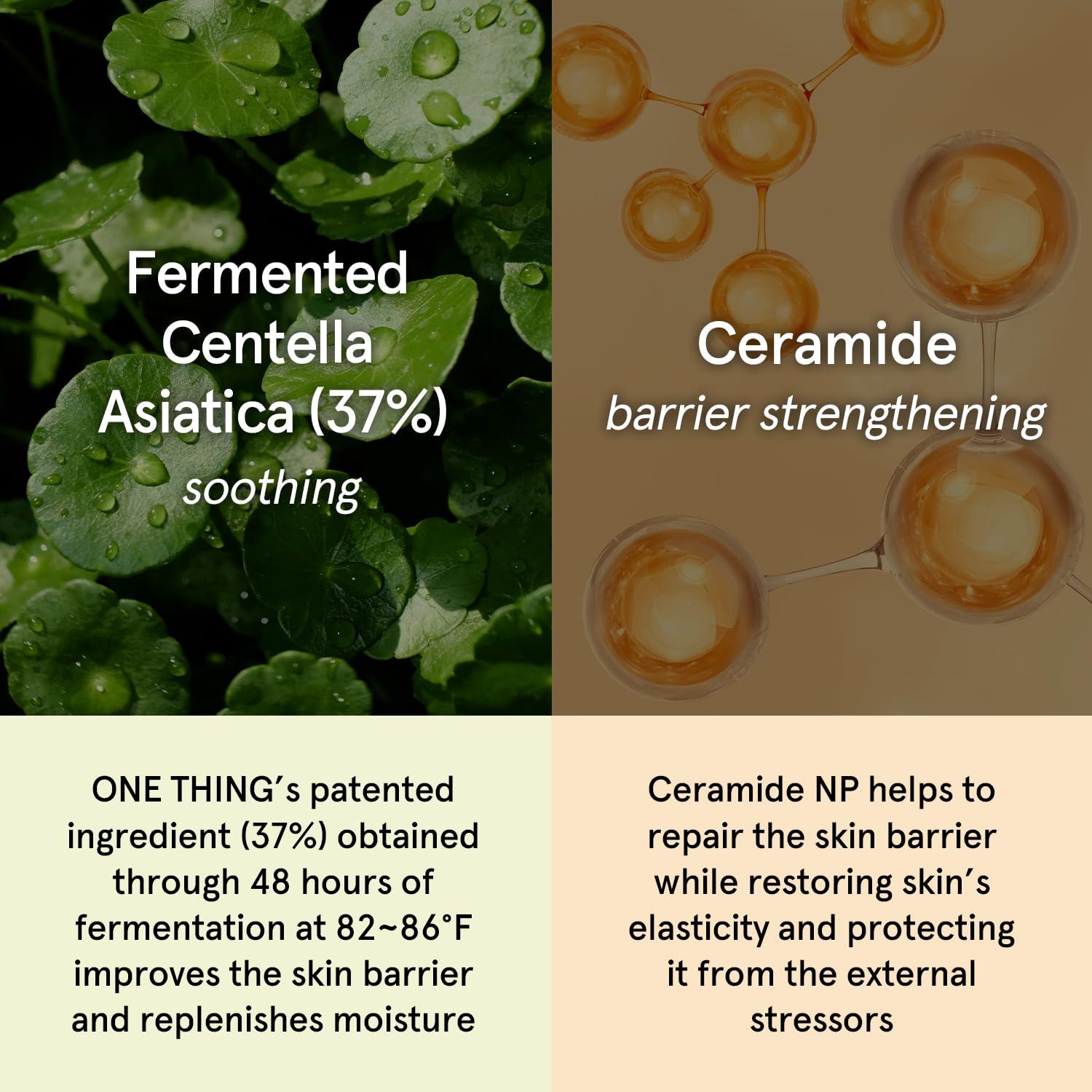 ONE THING ONE THING Cica Ceramide Cream 2.47 Oz | Centella Asiatica Soothing Calming Hydrating Facial Moisturizer for All, Dry Combination Sensitive Skin, Barrier Repair Strengthening | Vegan Korean Skincare