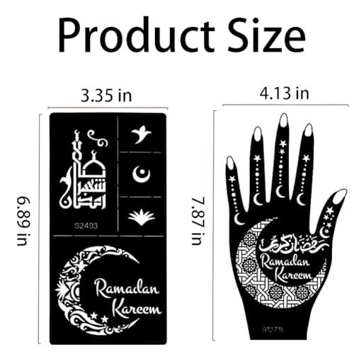 XMASIR Xmasir 10 Sheets Henna Tattoo Stencil Kit Ramadan Tattoo Templates Temporary Tattoos Stickers Reusable Set for Body Art Paint