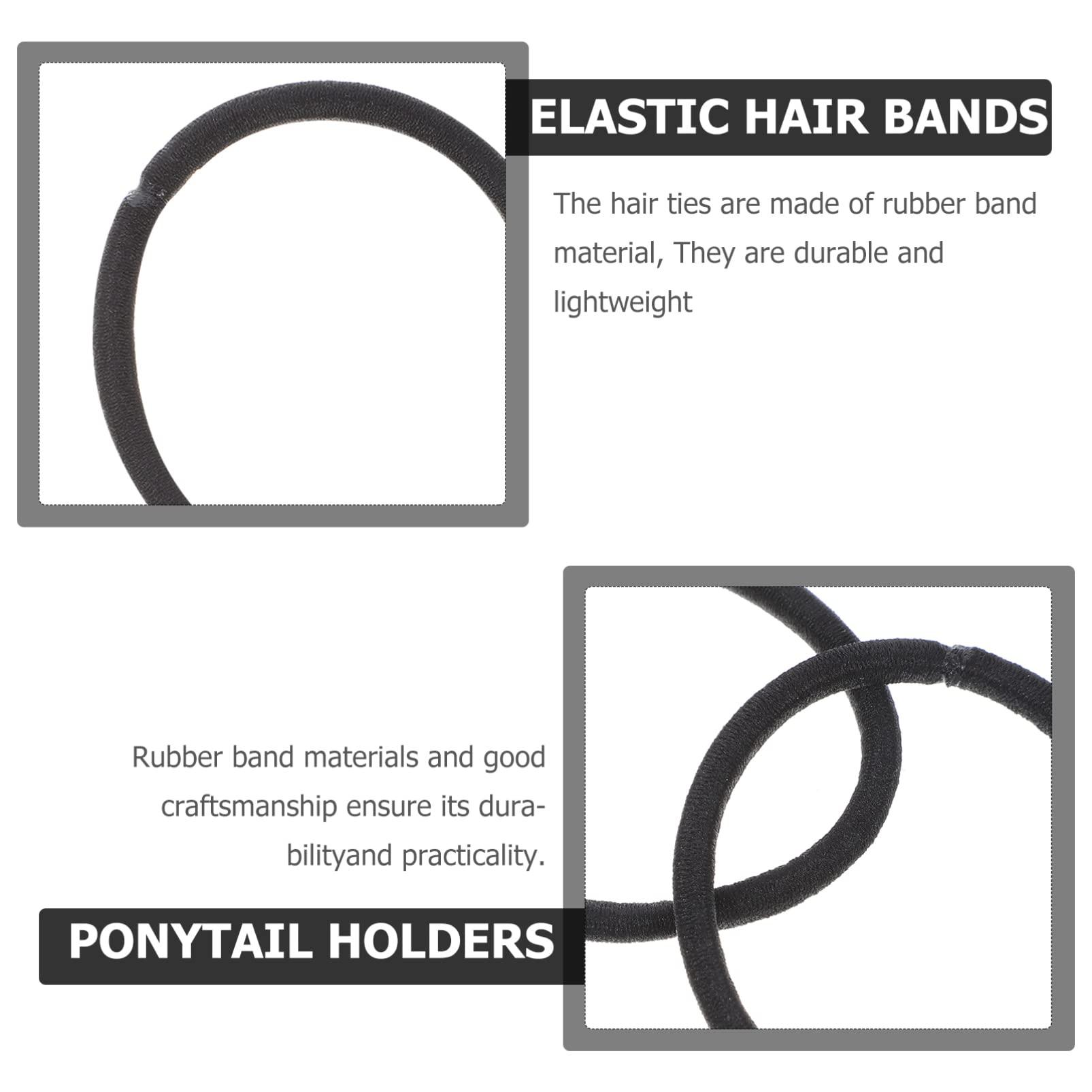 KALLORY 100pcs Black Elastic Headband Ponytail Holders Hair Ties Women Hair Accessories Hair Bands