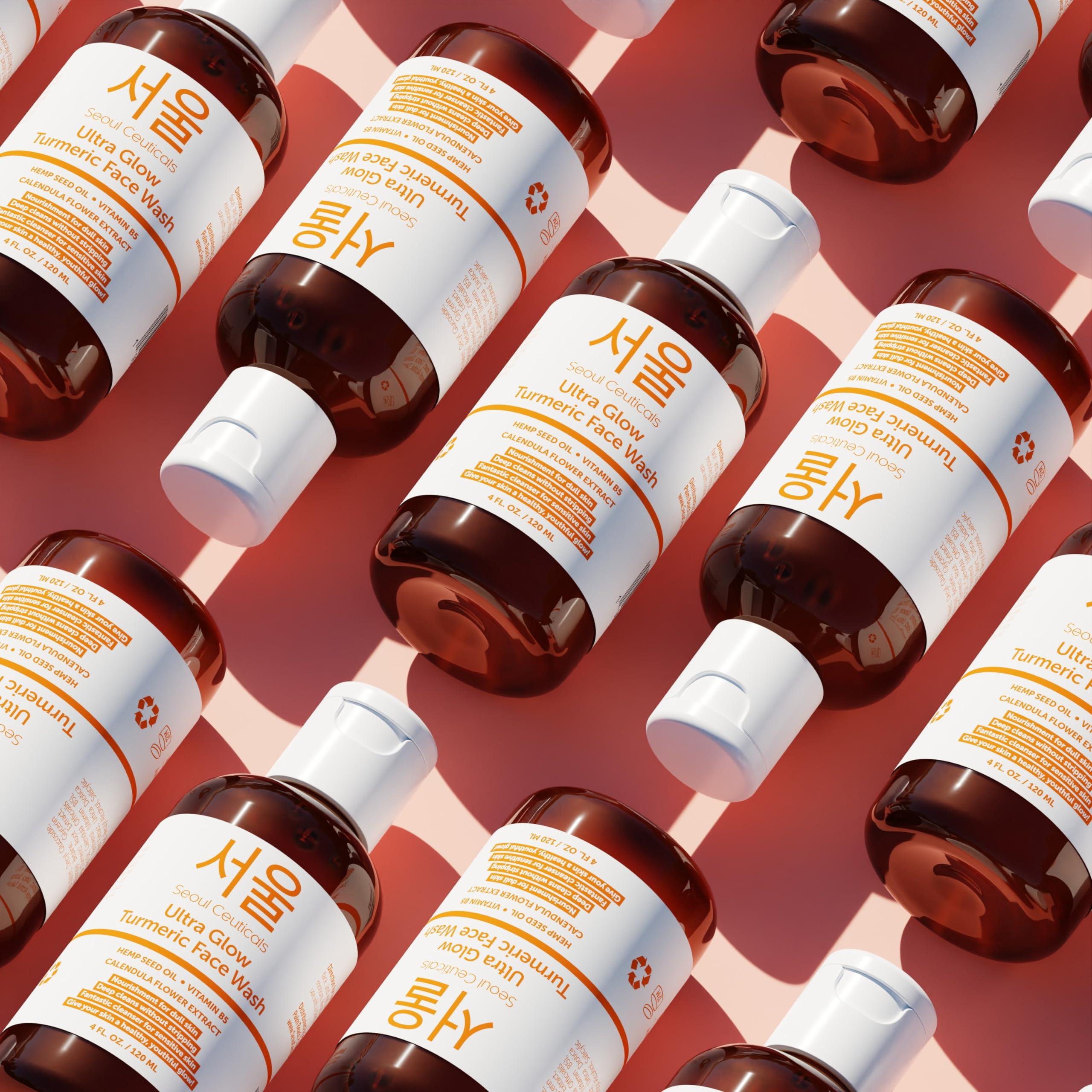 SeoulCeuticals SeoulCeuticals Korean Turmeric Face Wash Cleanser Vegan Cruelty Free Korean Skincare Facial Cleanser K Beauty Skin Care for Dry Sensitive Skin 4oz