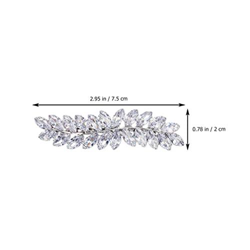 Beaupretty Beaupretty Rhinestone Hair Clips Crystal Leaf Hair Clip Diamond Hair Barrettes Hair Bang Clamp Decorative Alligator Hair Pins For Women Weddings Bridal Hair Accessories Silver