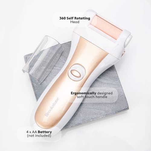 Brookstone Brookstone Electric Callus Remover with Callus Remover Refills | 3 Diamond Crystal Infused Rollers for Dry Feet, Cracked Heels, and Foot Exfoliator | Pedicure Tools for at Home Foot Care | Rose Gold