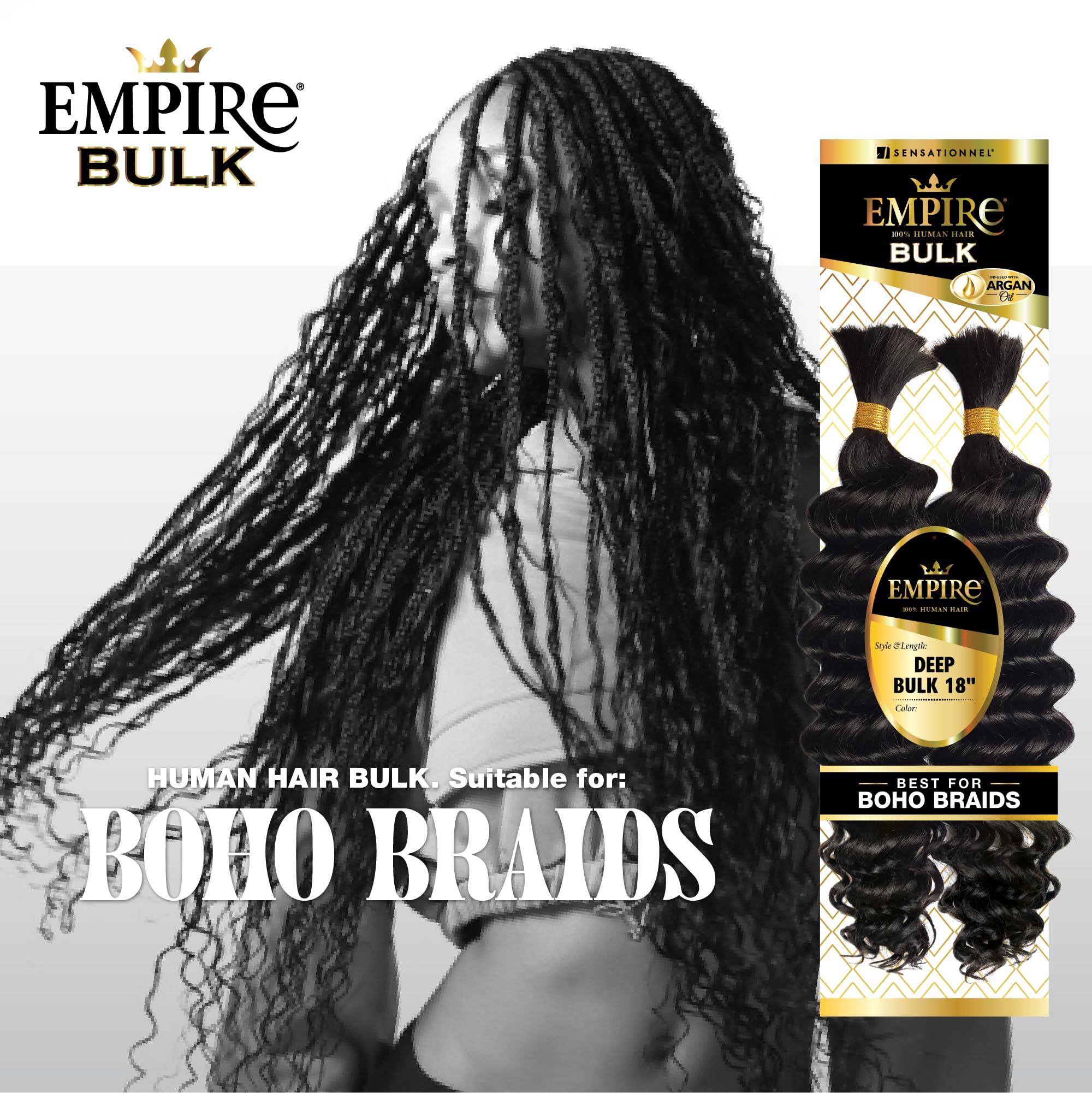 Sensationnel Sensationnel Empire bulk braiding  deep human hair braids for knotless boho box or curly loose wave styles (18 inch, BG BURGUNDY)
