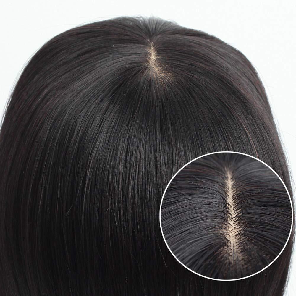 RemeeHi RemeeHi Real Human Hair Women 13x14 Machine Made Middle Silk Base Topper or Toupee Wiglet Top Thin Loss Hair Natural Color 25cm