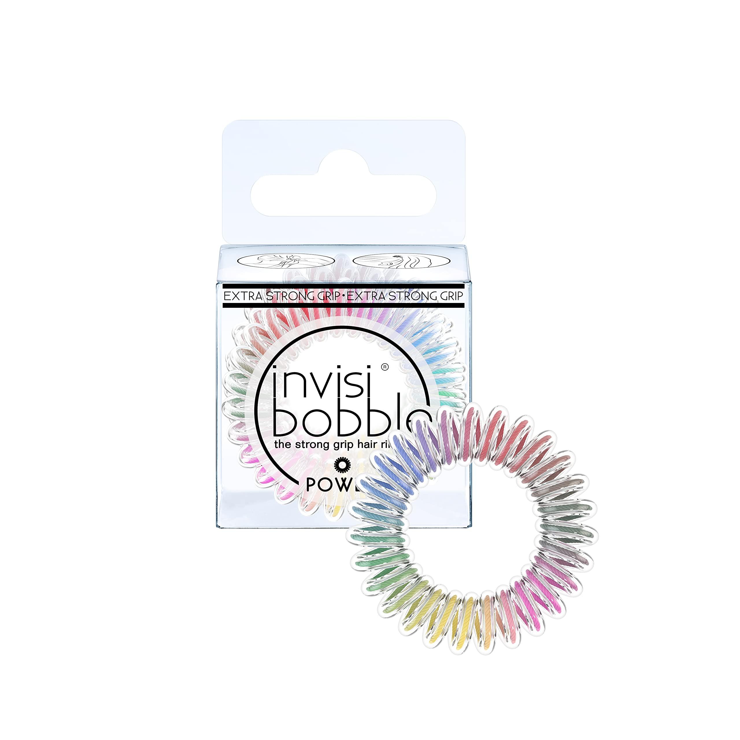 invisibobble Invisibobble Power Magic Rainbow Hair Scrunchie 3 x Spiral Hair Bobbles Colourful Girls, Women & Men I Extra Strong I Designed in the Heart of Munich