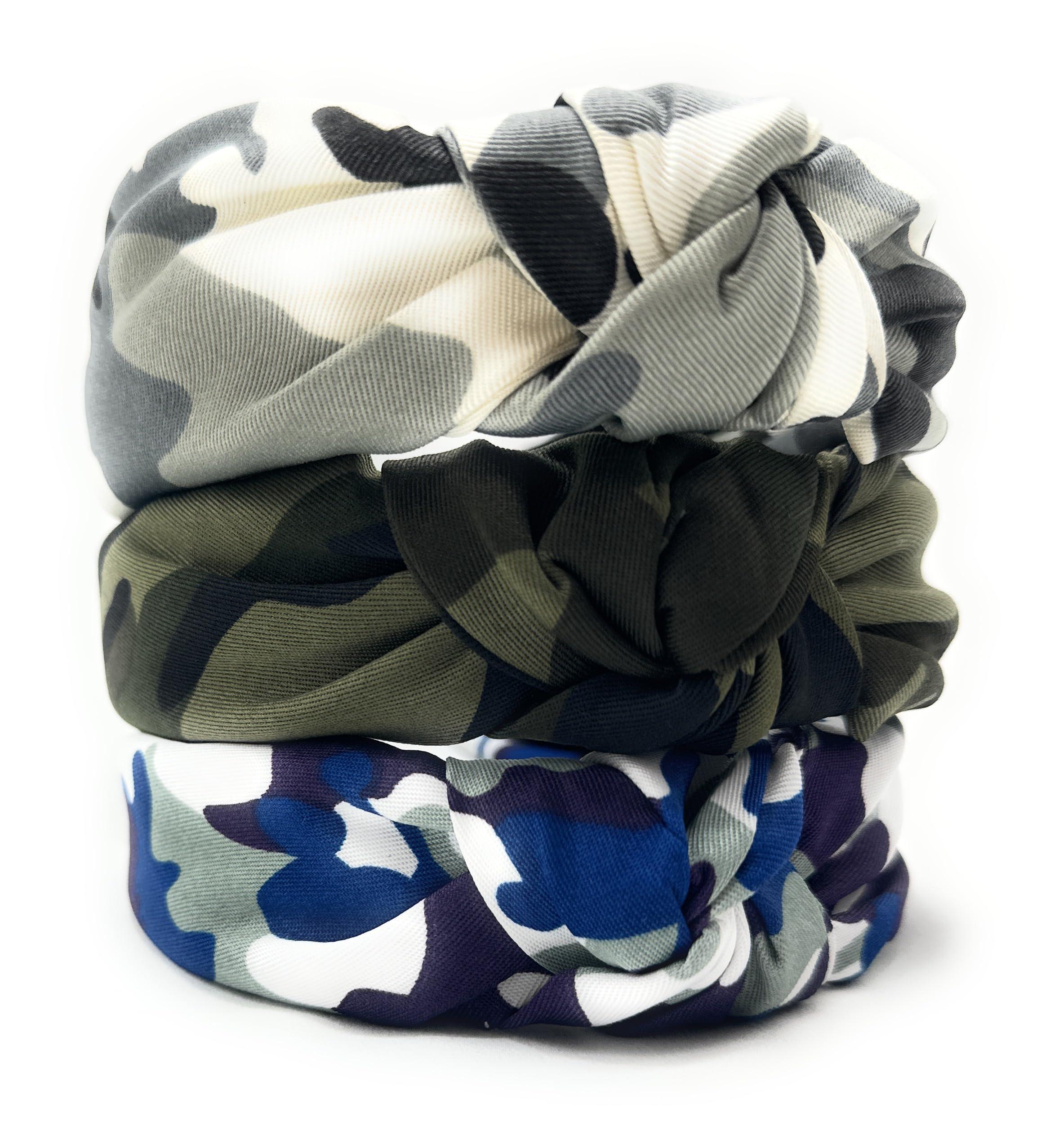 YETASI YETASI Gray Headband is Chic. Camo Headbands for Women is a Unique Army Knotted Headband for Women Grey Knot Headband