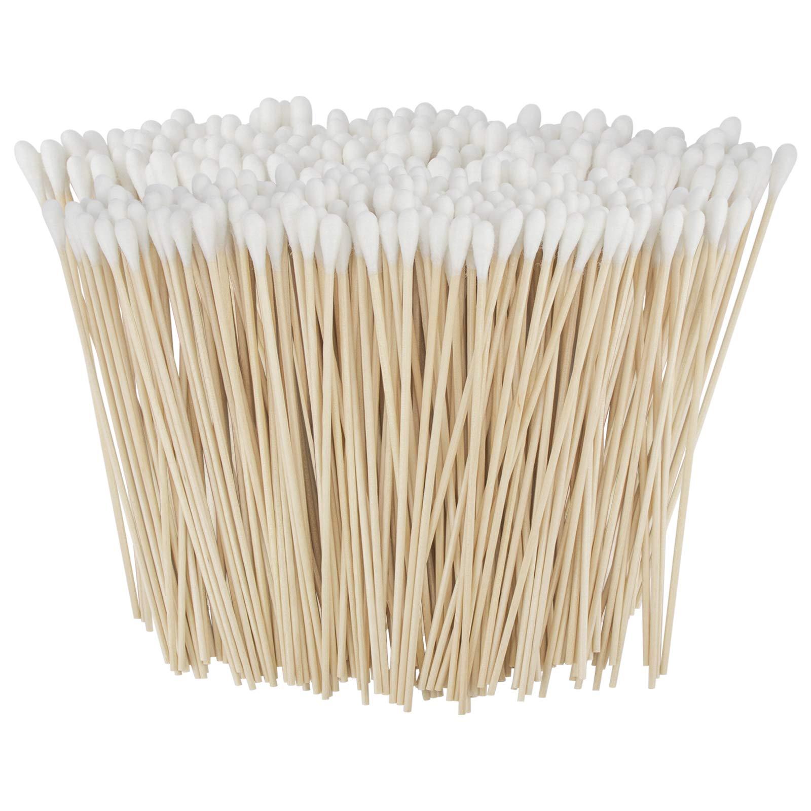 Bcowos Long Cotton Swabs 1000 Count - Extra Long Cotton Buds, Cotton Swabs with Wooden Sticks - Cotton Swabs for Makeup Ears Pets Care Gun Cleaning - Biodegradable Swabsticks