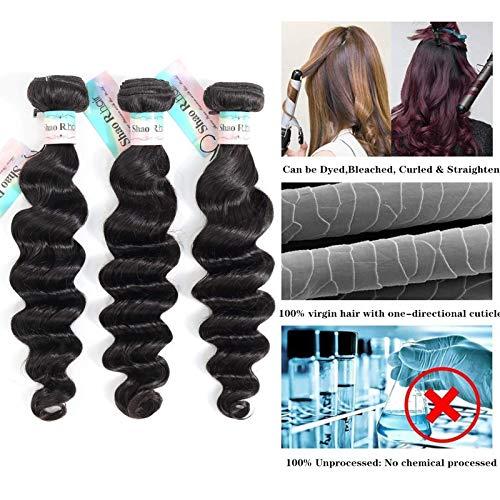 Shao R hair Loose Deep Wave Bundles with Closure 100% Unprocessed Virgin Human Hair Loose Wave Bundles with Closure Brazilian Curly Bundles with Closure Human Hair 18”20”22” with 16” Closure Natural Color