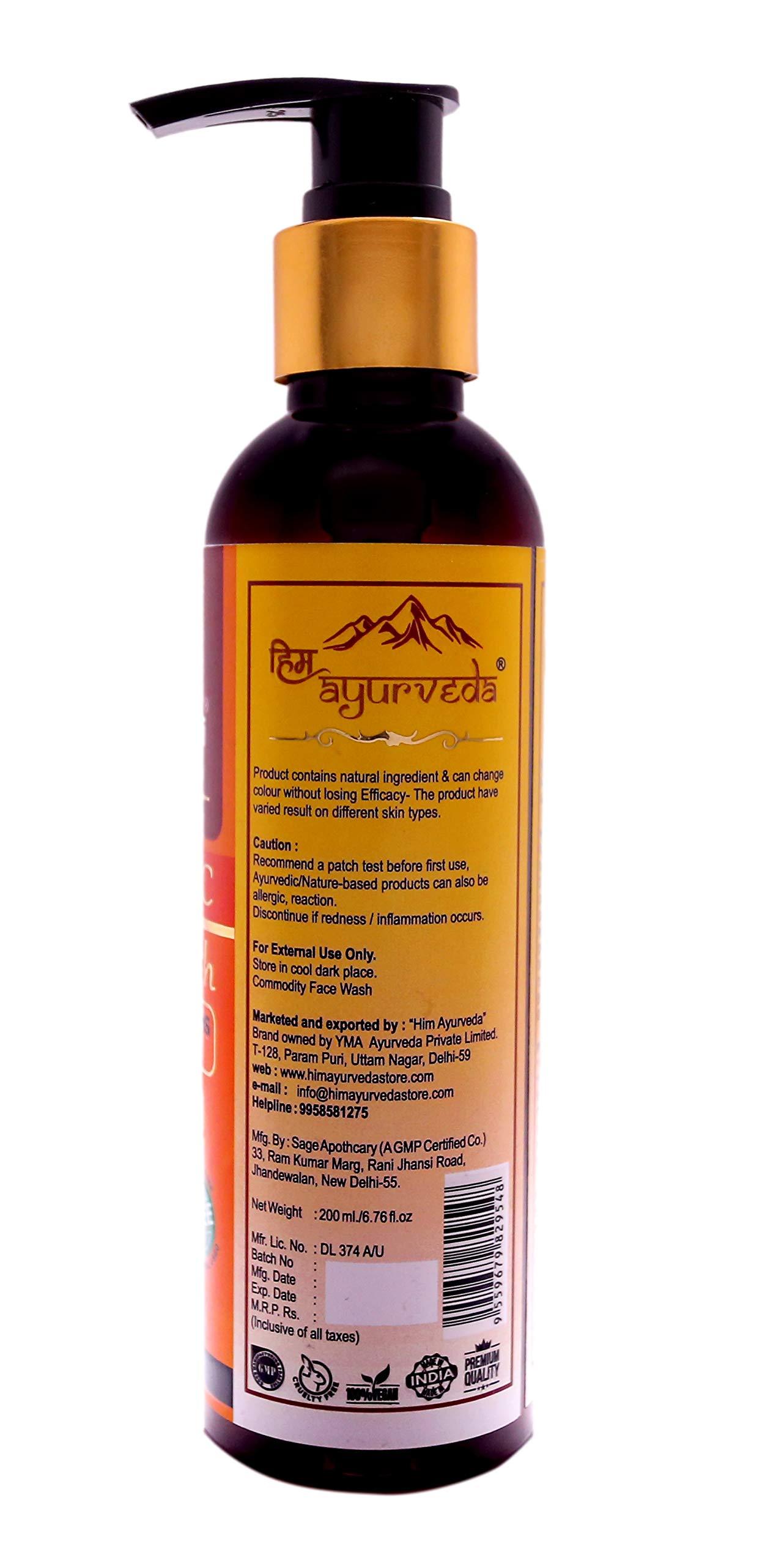 HIM AYURVEDA HIM AYURVEDA VITAMIN C FACE WASH ERICHED WITH LEMON, HONEY,PAPAYA,TURMERIC, ALOE VERA AND KASHMIRI SAFFRON - NO PARABENS, SULPHATE, SILICONES, 200ML