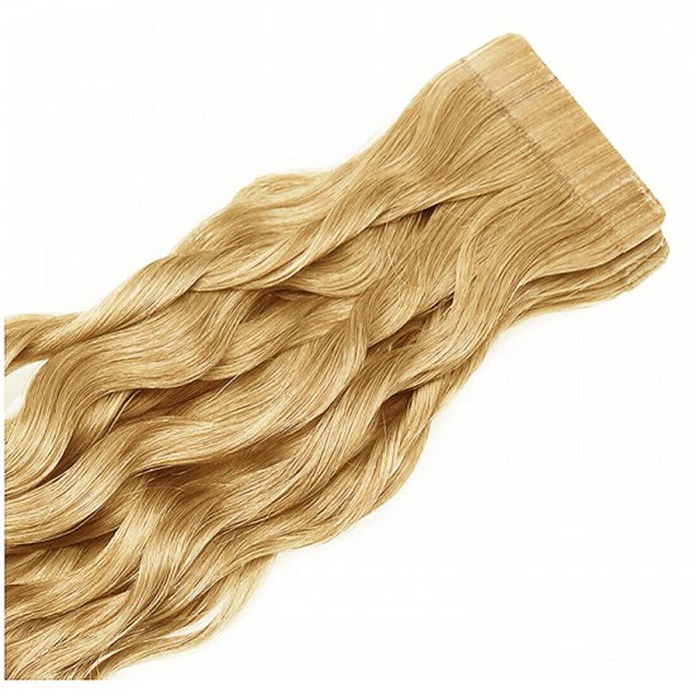RemeeHi RemeeHi Tape in Hair Extensions Human Hair 60g/pack 20pcs 26 Inch Seamless Skin Weft Remy Wave Curly Hair with Brazilian Hair 10# Medium Golden brown