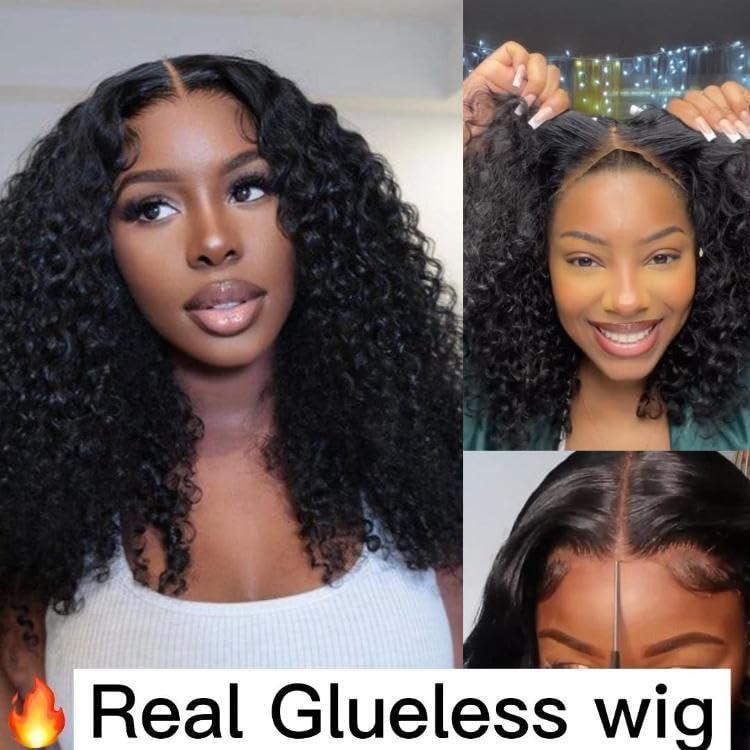 Ali Pearl Alipearl Hair 5x7 Glueless Kinky Curly Wigs Short Curly Human Hair Ready to Go Lace Front Wigs Pre Plucked With Baby Hair Lace Closure Wig 18 Inch