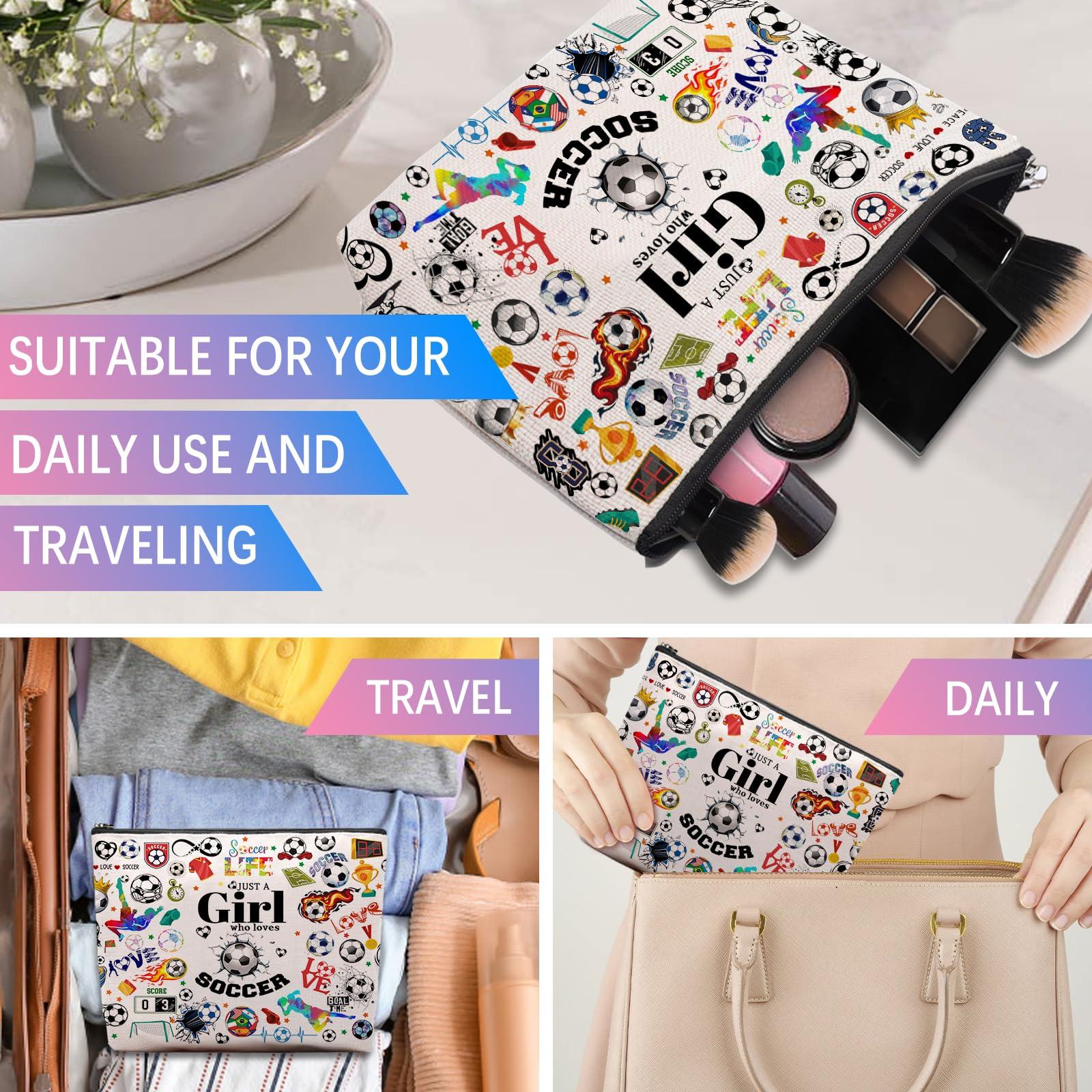 CEASQVAA CEASQVAA Soccer Gifts Makeup Cosmetic Bag for Women, Soccer Coach Gifts, Soccer Team Gifts for Soccer Lovers Players Fans Birthday Gifts for Her Women
