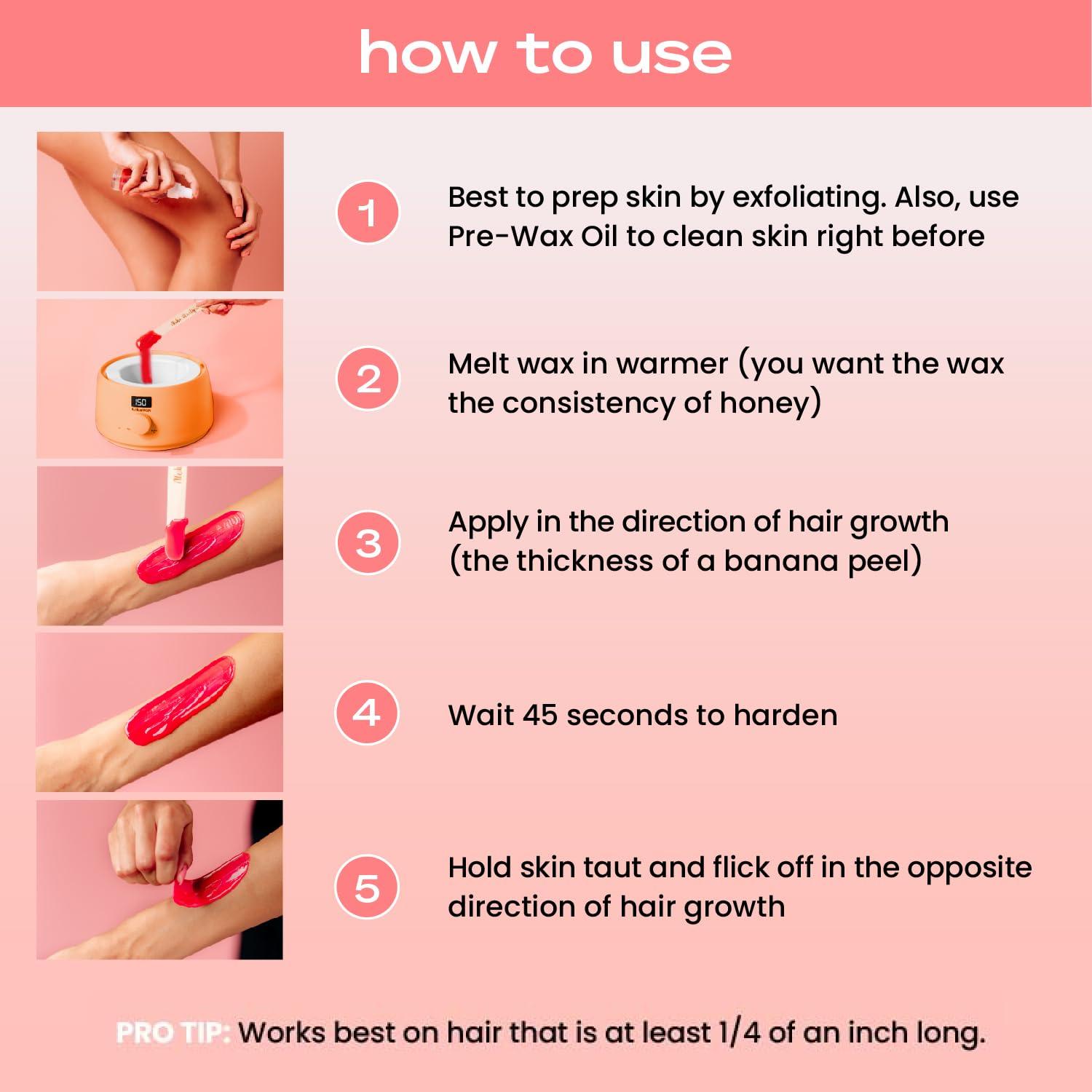 KoluaWax KoluaWax Premium Waxing Kit for Women - Hot Melt Hard Wax Warmer for Hair Removal, Eyebrow, Bikini, Legs, Face, Brazilian Wax - Machine, 4-Pack Beads, Accessories, Peach Fuzz