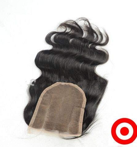 DaJun 10" High Quanlity Bleached Knots 3 Part Lace Front Closure 4"4" Chinese Virgin Human Hair Body Wave Natural Colour (trademark:DaJun)