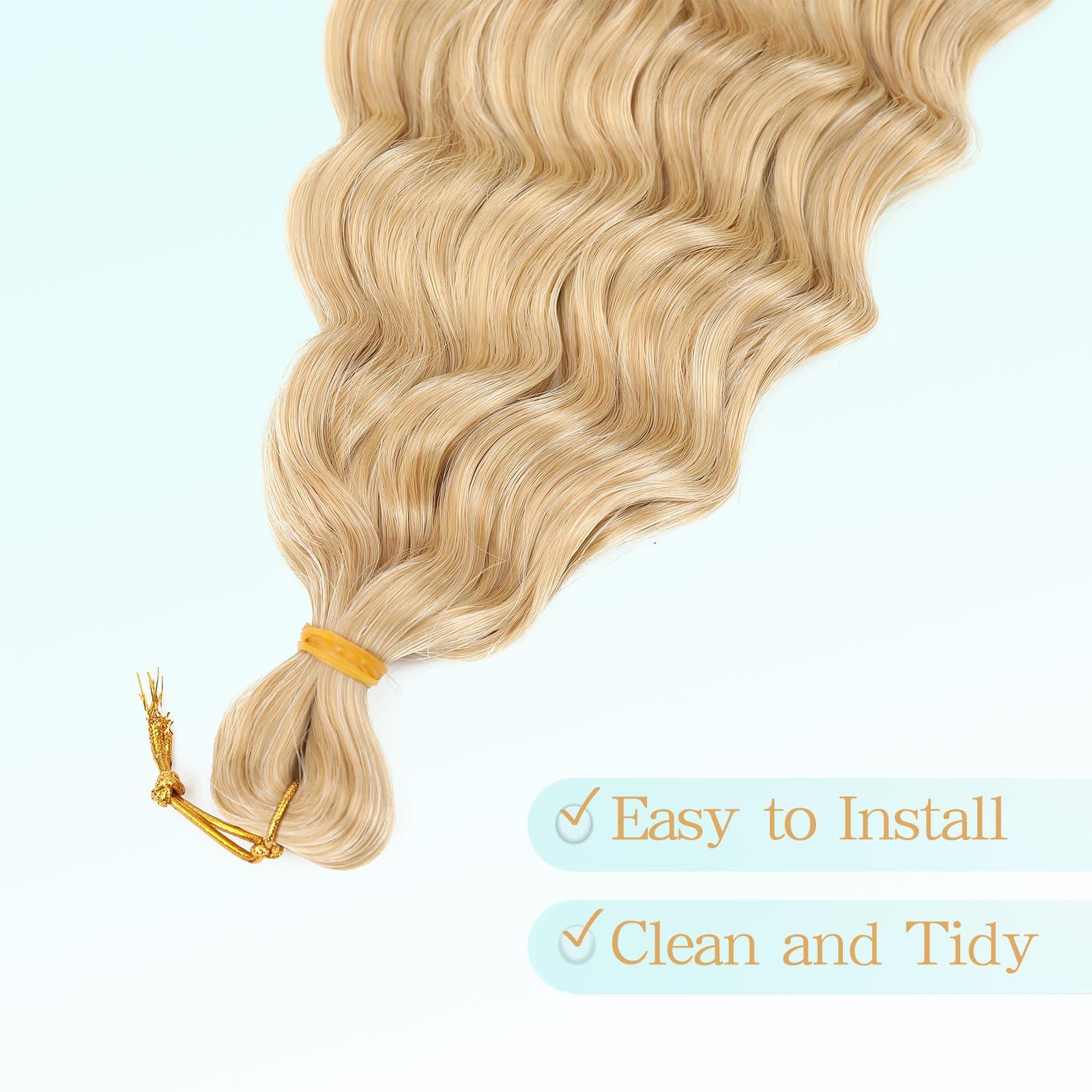 Love ORNAN Ocean Wave Crochet Hair 30 inch 1 Pack Long Ombre Blonde Deep Wave Curly Braiding Hair Soft Synthetic Curly Crochet Hair For Black Women(30 Inch, 27/613