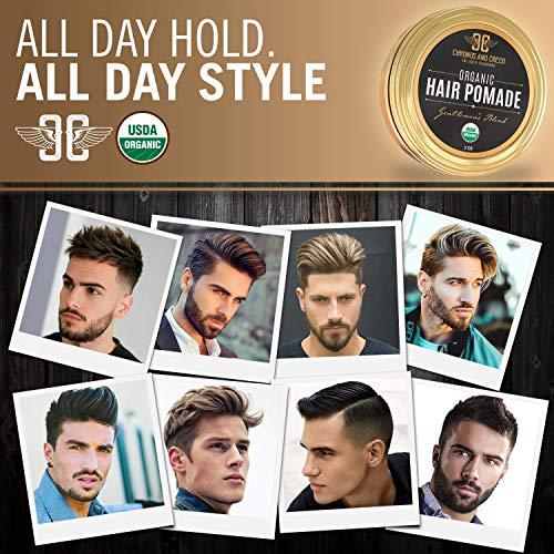 CRIUS COSMETICS CRIUS COSMETICS Hair Pomade for Men - Certified Organic Pomade with Vegan Ingredients (Chronos And Creed), Natural Hair Balm for Strong Hold & Scalp Care (2 Fl Oz)