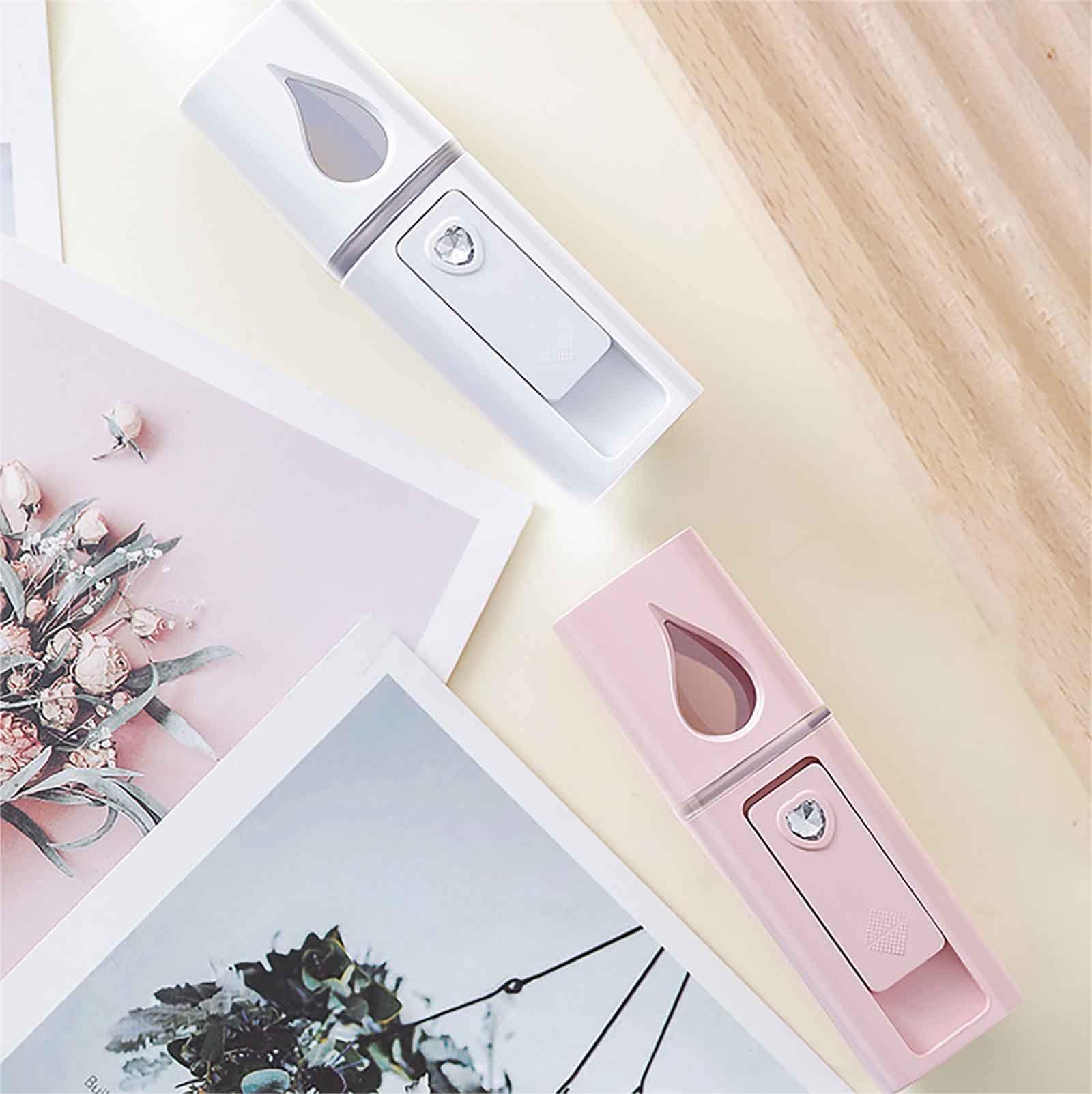 GIVERARE GIVERARE 2 Pack Nano Facial Steamer, Handy Mini Mister with Mirror, USB Rechargeable Mist Sprayer, Visual Water Tank Moisturizing&Hydrating for Face, Makeup, Skin Care, Eyelash Extensions-Pink