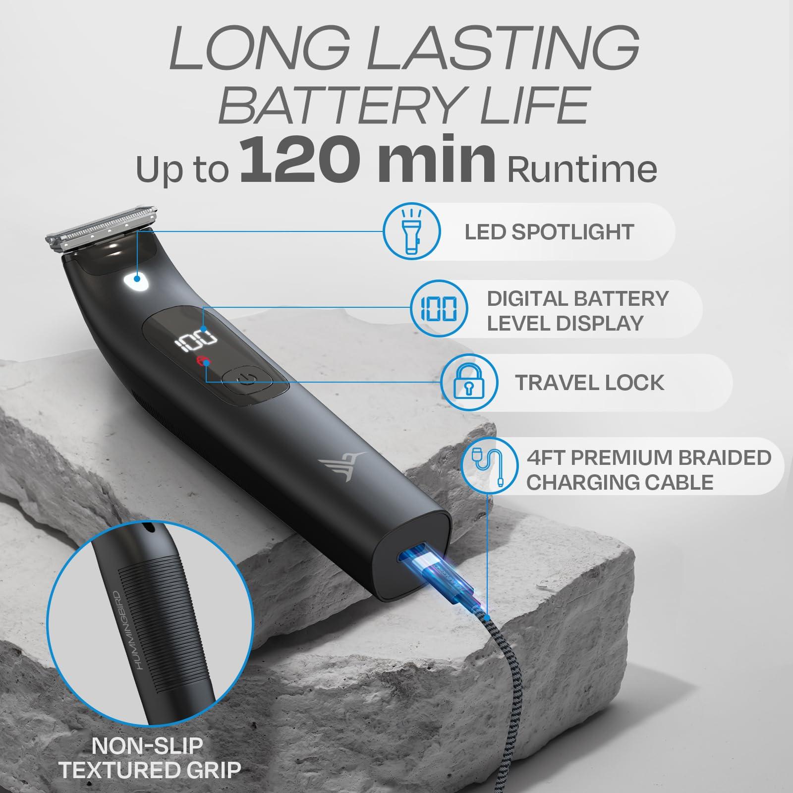 HUMMINGBIRD HUMMINGBIRD MK4 Electric Body Hair Trimmer for Men Body Groomer Kit for Privates, Waterproof Shaver for Hard to Reach Areas, USB-C Rechargeable, LED Display & Storage Base