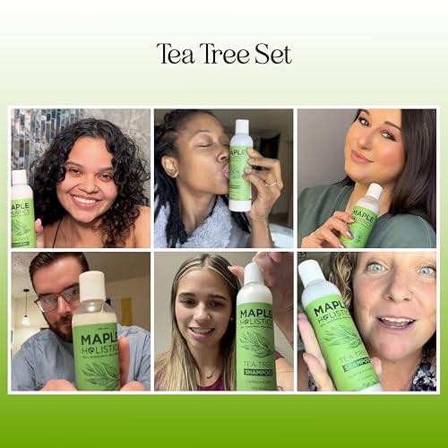 Maple Holistics Tea Tree Shampoo and Conditioner Set - Sulfate Free Clarifying Shampoo and Conditioner for Oily Hair & Scalp Care with Australian Tea Tree Oil - Complete Dry Scalp Treatment for Build Up (16 Fl Oz)