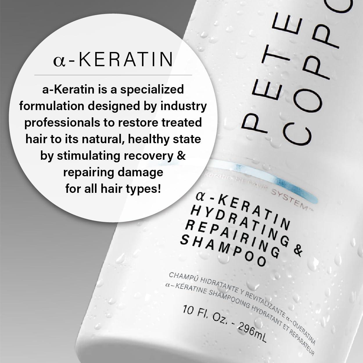 PETER COPPOLA PETER COPPOLA a-Keratin Hydrating & Repairing Shampoo - Ultra-repairing & Gentle Cleansing Sulfate Free Shampoo Repairs Damaged Hair - Nourishes, Conditions, And Prevent Breakage (24 Fl Oz)