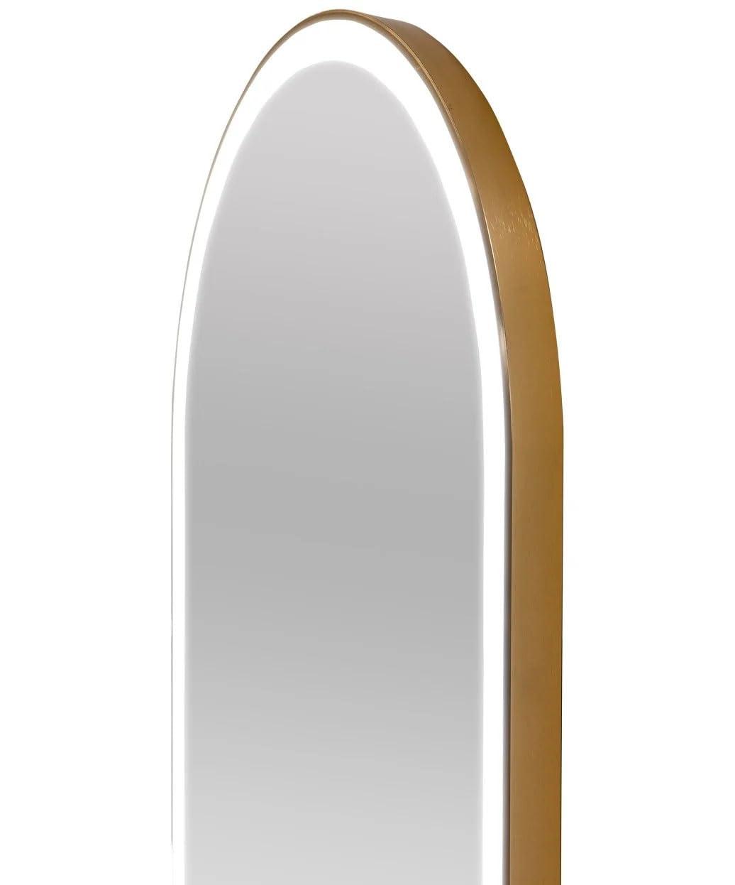 Pibbs Industries Pibbs Utopia 72 Arched LED Salon Mirror for Professional Salons & Barbershops, Built-in Dimmable LED Light, On/Off Button, 30\" W x 72\" H, PIB-19MIR (Gold)