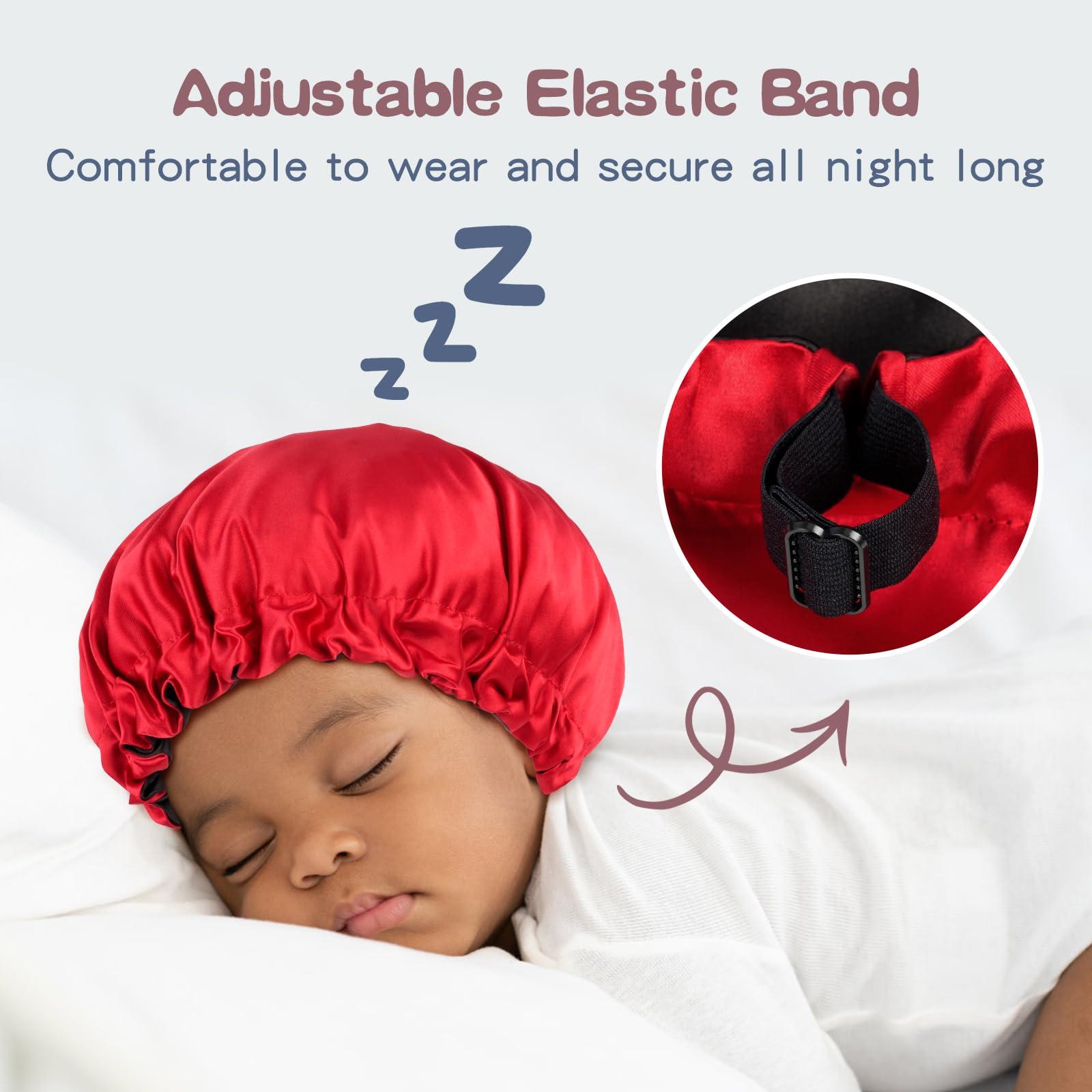 Fittia Baby Bonnet for 6-36 Months Sleeping: Reversible Smooth Satin for No Mess Toddler\'s Curly Hair, Adjustable Band No Slip