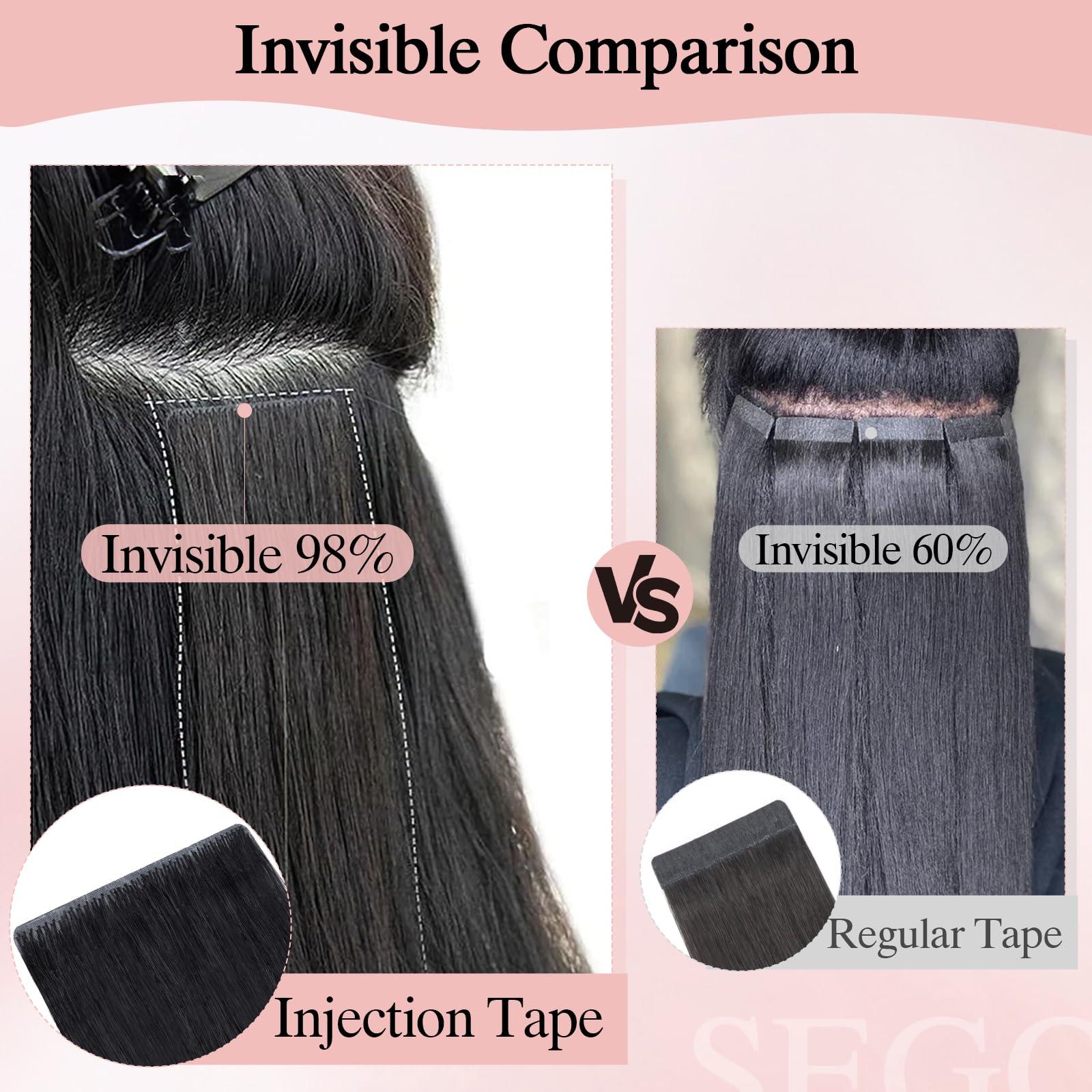 SEGO Pro SEGO Pro 10pcs Injection Tape in Hair Extensions Human Hair Straight Injected Tape in Hair Extensions Seamless Tape in Hair Extensions Insert Hair,12inch Medium Brown mixed Dark Blonde,20g/pack