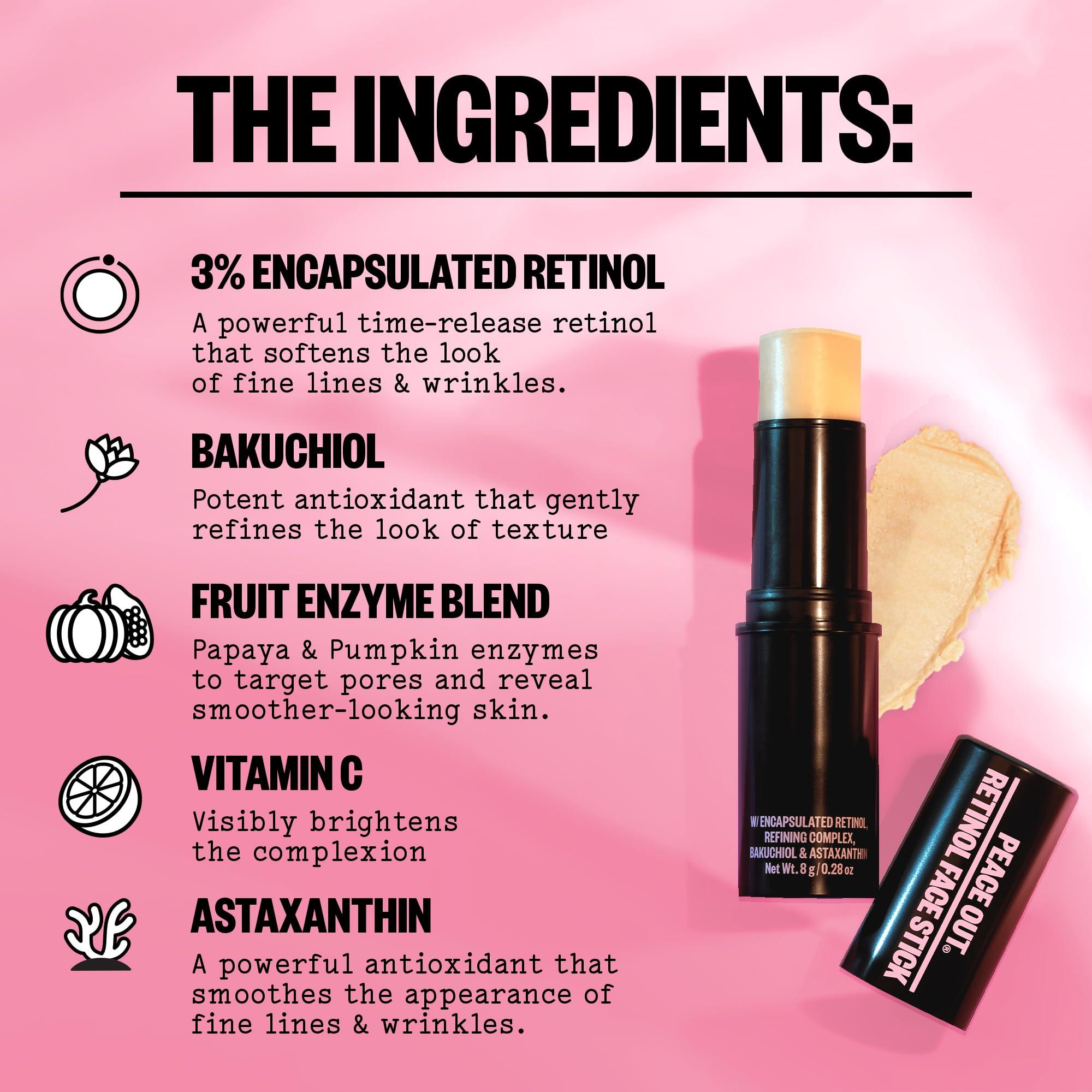 PEACE OUT PEACE OUT Skincare Retinol Face Stick. Reduce Fine Lines, Wrinkles and Uneven Texture with 3% Encapsulated Retinol (.28 oz)