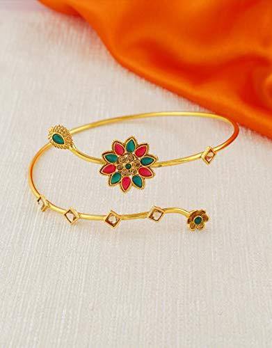 Generic Multi Colour Gold Finish Hand Bajuband for Girls/Women By Indian Collectible