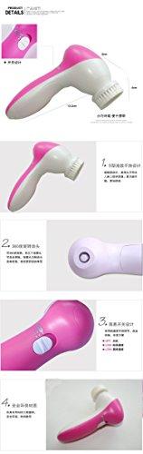yunli Electric cleansing instrument five-in-one facial massage beauty equipment home wash brush wash instrument (Color: Rose red & White)