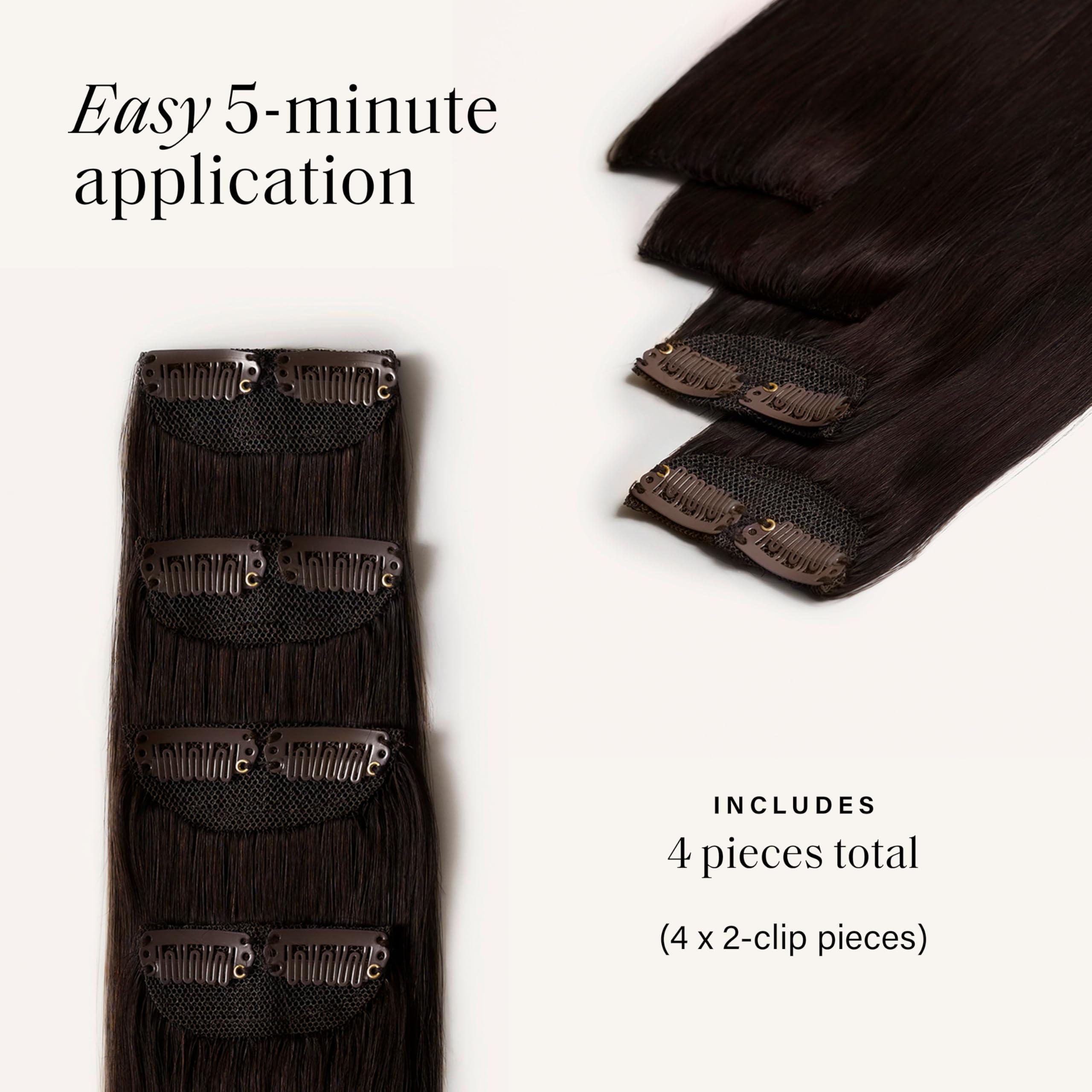 Luxy Luxy Hair 16\" Mocha Brown Scalp Hair Fill-Ins Clip-In Hair Extensions (40 grams) 100% Remy Human Hair, For Thinning Near Scalp, 4-Piece Set, Mimics Hair Growth
