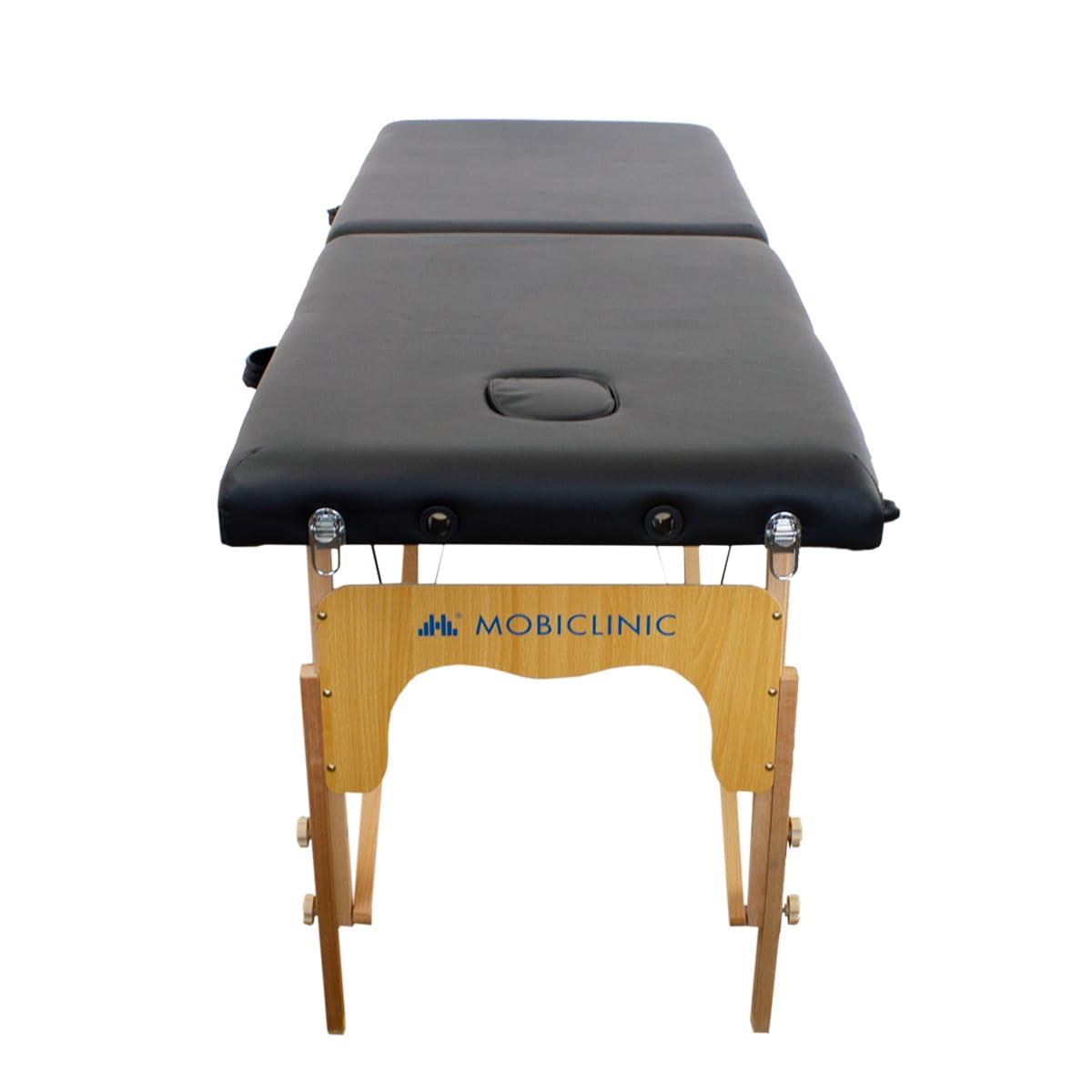 Mobiclinic Mobiclinic, Folding Massage Table, CM-01 Basic, Massage Table, Professional Massage Table, Portable, Wood, 2 Bodies, Spanish Brand, Adjustable, 180 x 60 cm, Black