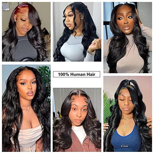 oulaer Body Wave 360 Lace Frontal Wig Ponytail HD Transparent Lace Front Human Hair Wigs for Women Brazilian Virgin Hair Pre Plucked With Baby Hair Wavy Wig 150% Density 16Inch