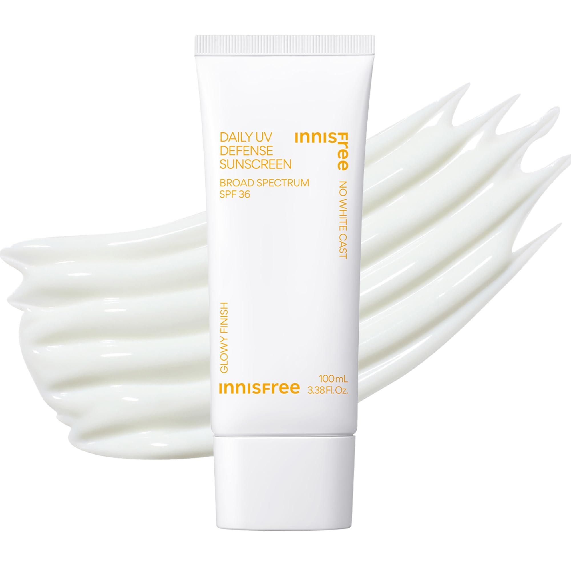 innisfree innisfree Daily UV Defense Sunscreen Broad Spectrum SPF 36 JUMBO, Invisible Korean Sunscreen for Face with No White Cast (Packaging May Vary)