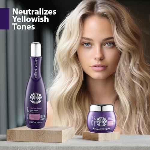 PROLA NEGRA PROLA NEGRA Perfect Blonde Toning Mask - Neutralizes Yellowish Tones - For Color Treated hair - For blonde, bleached, and highlighted hairs. 9,87 oz